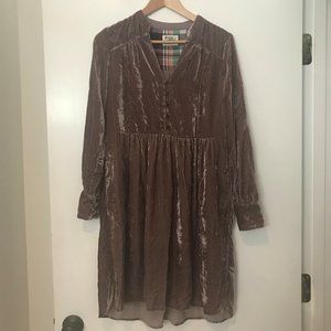 Purple velvet Anthropologie shirtdress